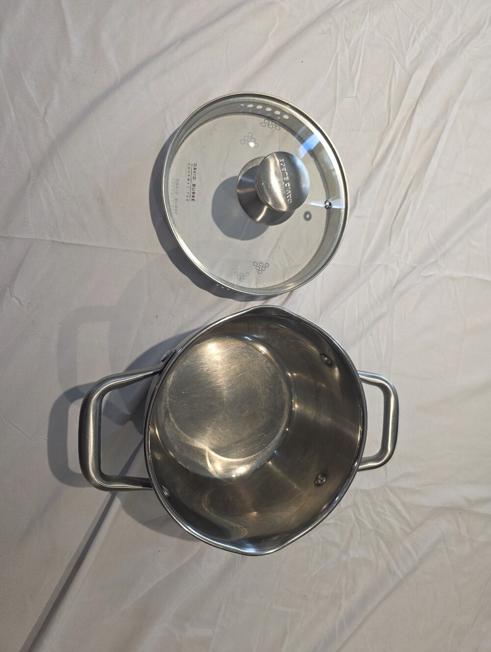 David Burke Gourmet Pro Stainless Steel 2.4 Qt Saucepan Pot Pour Side Sprout